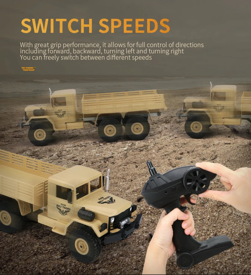 Электрический подарок для мальчика пульт дистанционного управления 4x4 RC Monster Military Car1: 16 езды на автомобиле Рок Гусеничный внедорожный RTR Радиоуправляемая машина