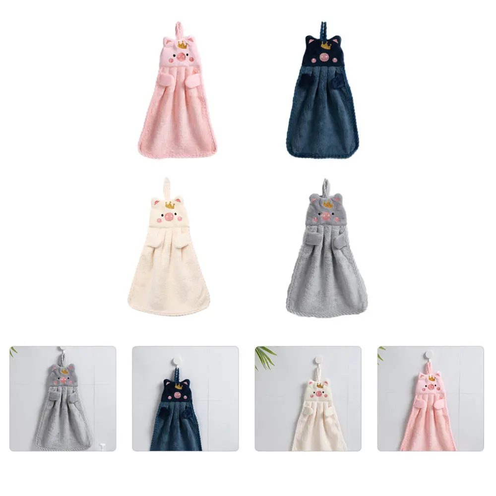 

4pcs Household Hand Wipe Towel Lovely Embroidery Wipe Handkerchiefs Home Towels