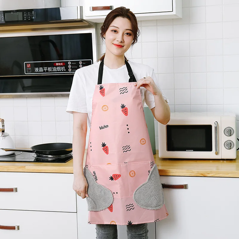 

1 Pcs Kitchen Wipeable Waterproof Oil-Proof Cartoon Heart Kitchen Nail Shop Apron for Women Baking Accessories 66x71cm