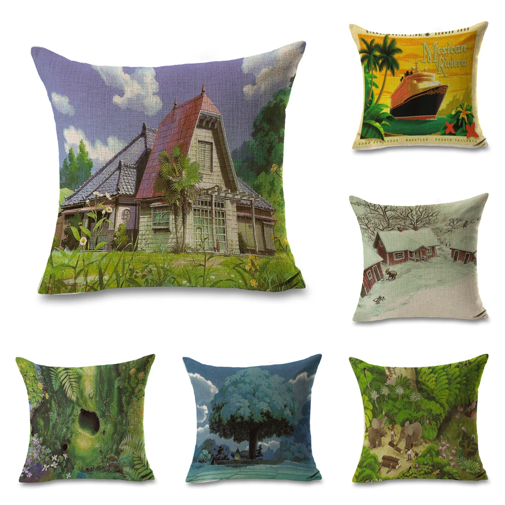 Подушка Hayao Miyazaki Тоторо из японского аниме льняная накидка на диван диванная