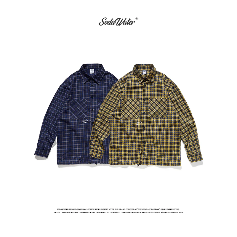 Мужская классическая рубашка SODAWATER хлопковая с длинным рукавом и принтом в стиле