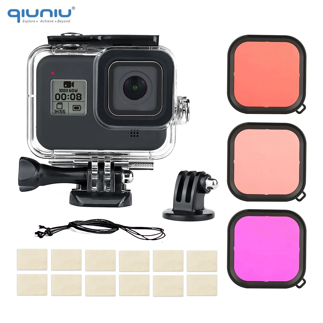 QIUNIU водонепроницаемый защитный чехол для дайвинга с комплектом фильтров