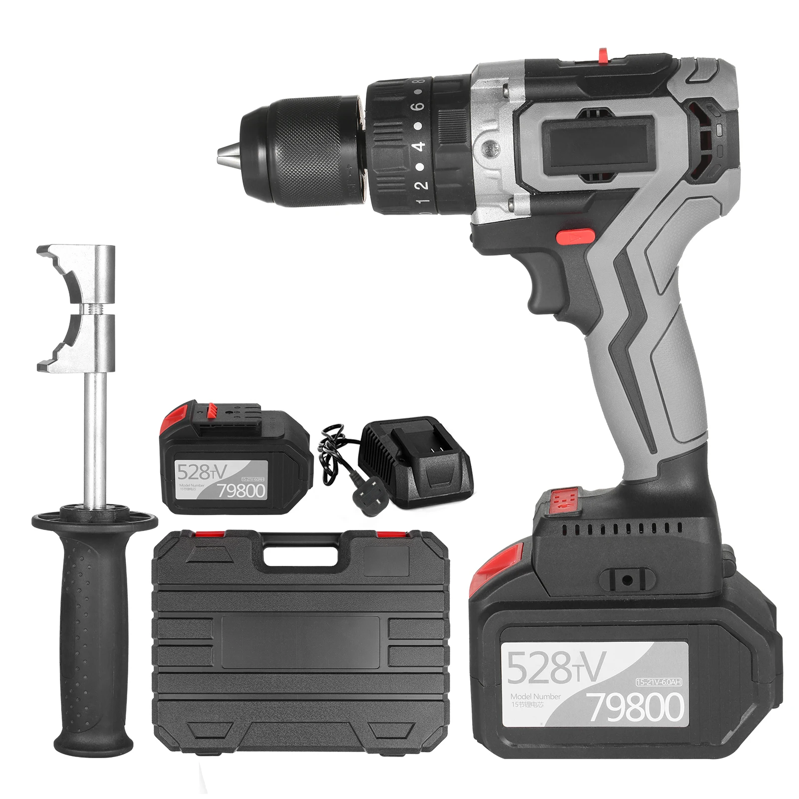 

Cordless Drill Driver Cordless Electric Screwdriver 21V 6.0A Battery Max Torque 200N.m Impact Hammer Drill Screwdriver With Box