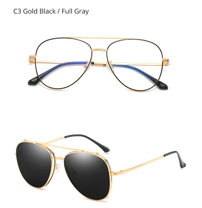 Ralferty Prescription Sunglasses Women Men Polarized Clip On Glasses Pilot Myopia Ladies Spectacle Frame 0 Degree Z17208