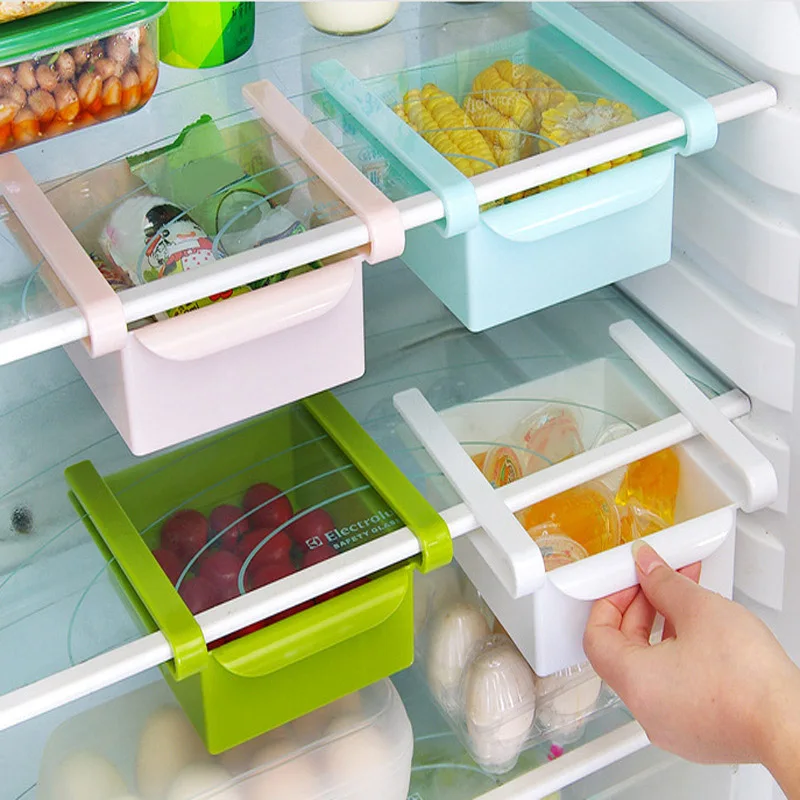 

Newly Fridge Storage Bins Retractable Drawer Type Refrigerator Container Box Food Fruit Organizer Basket 1pcs