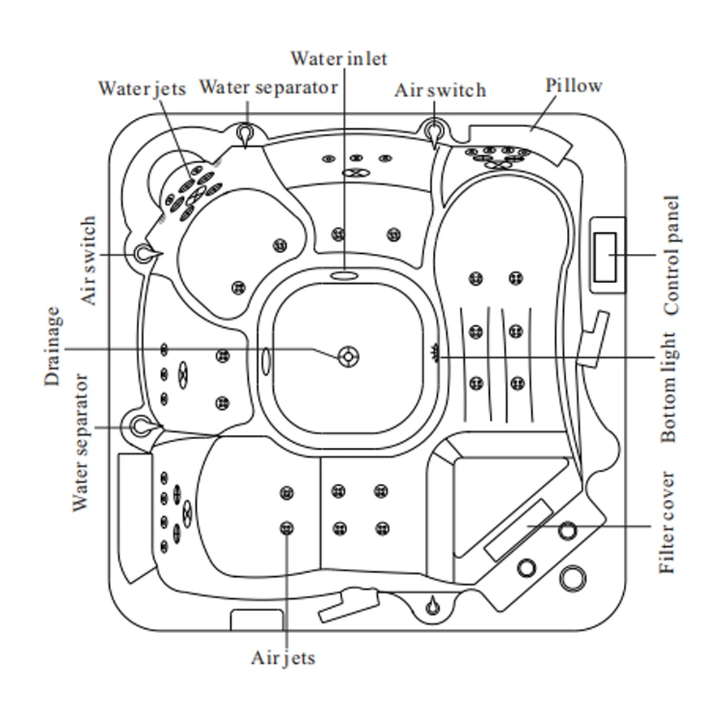 Горячая продажа H 5503 задний двор Массаж Спа терапия Расслабляющая гидромассажная