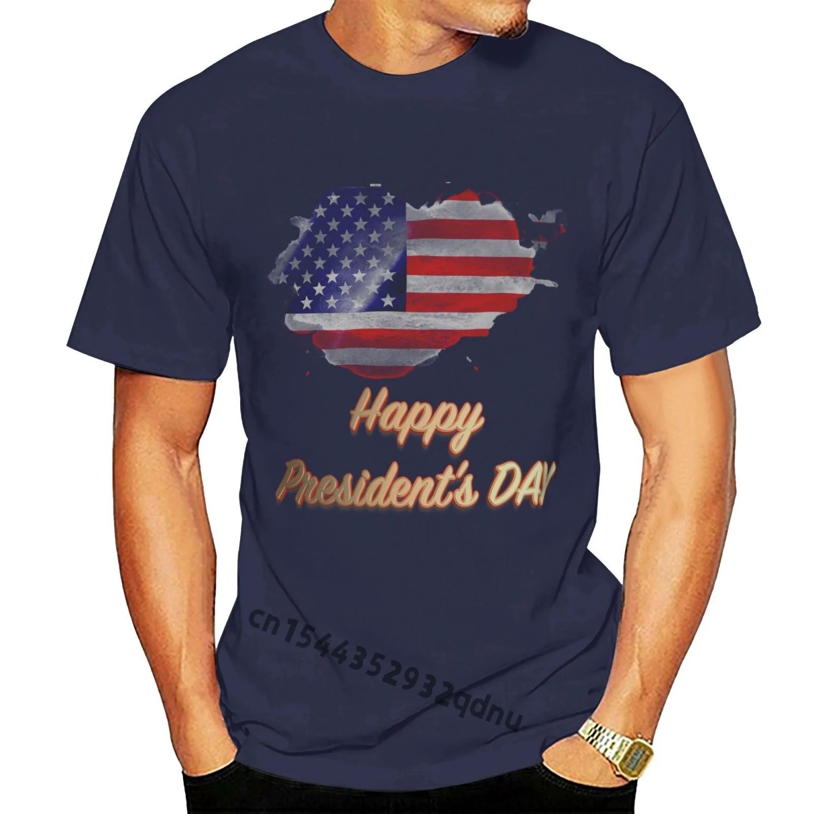 

CAMISETA Happy President Day Text 3d T SHIRT Navy MAGLIETTA S