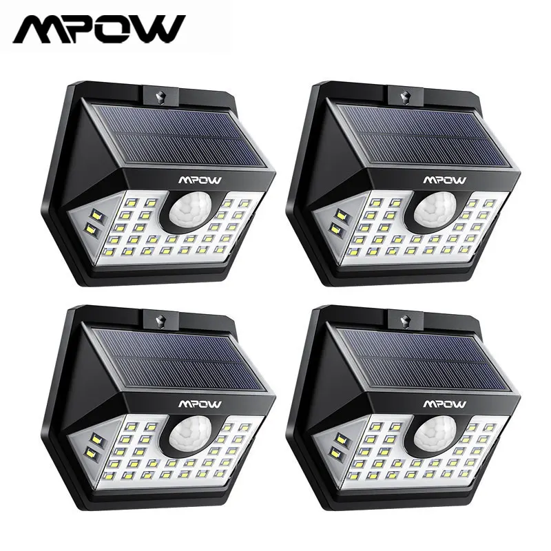 4 шт. в упаковке MPOW 30 светодиодный датчик движения на солнечной батарее для сада