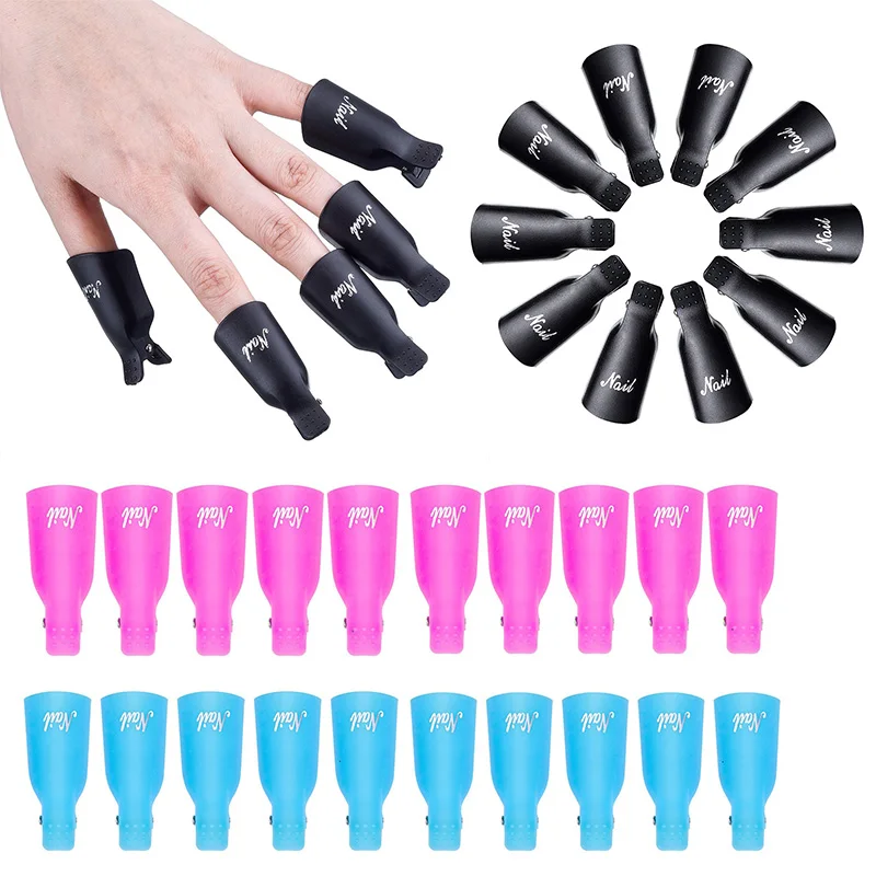 

10pcs Plastic Nail Art Soak Off Cap Clips UV Gel Polish Remover Wrap Tool Fluid for Removal of Varnish Manicure Tools