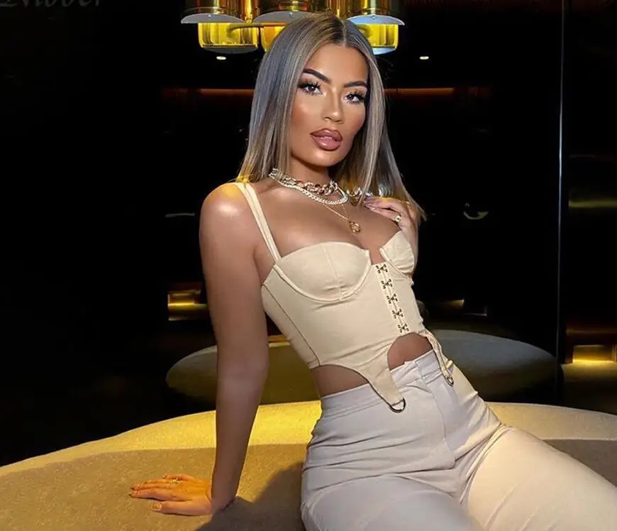 

Echoine Strap Tank Top Corset Fitness Sexy Women Crop Top Club Low-cut Bustier Sling Punk Rock Style Camisole Club Party Outfit