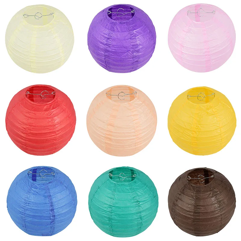 

5pcs 10-25cm Round Chinese Paper Lantern Birthday Wedding Birthday Decor Gift Craft DIY Lampion Hanging Lantern Ball Supplies