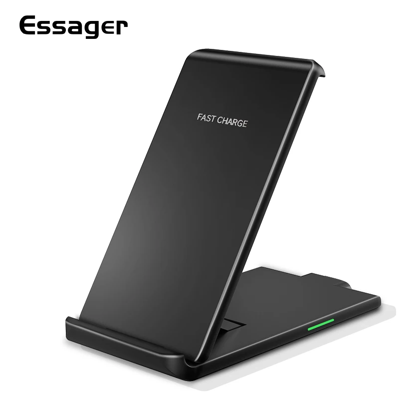 Беспроводное зарядное устройство Essager Qi для iPhone X XS huawei P30 Pro Xiaomi Mi 9 10 Вт быстрая Беспроводная зарядная подставка для док-станции