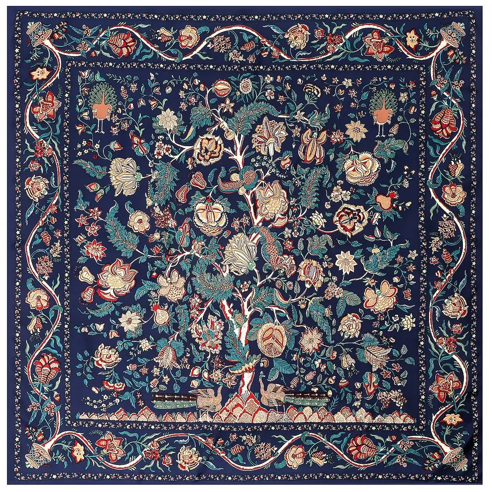 100% шелковый шарф женские Большие шали с принтом Desire Tree квадратные палантины