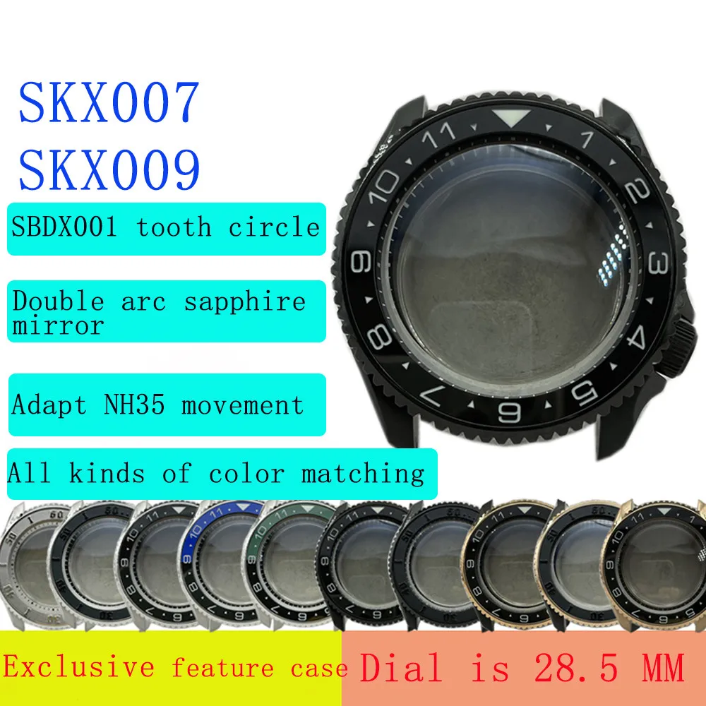 SKX007/009 Watch Accessories SBDX001 Modified Case Suitable for Seiko 4R/ NH35/36 Movement 28.5mm Dial Diving Watch