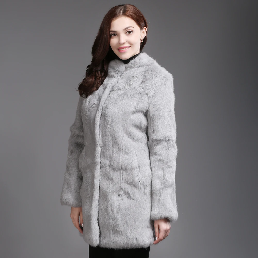 Новые женские пальто из натурального кроличьего меха Женские зимние толстые