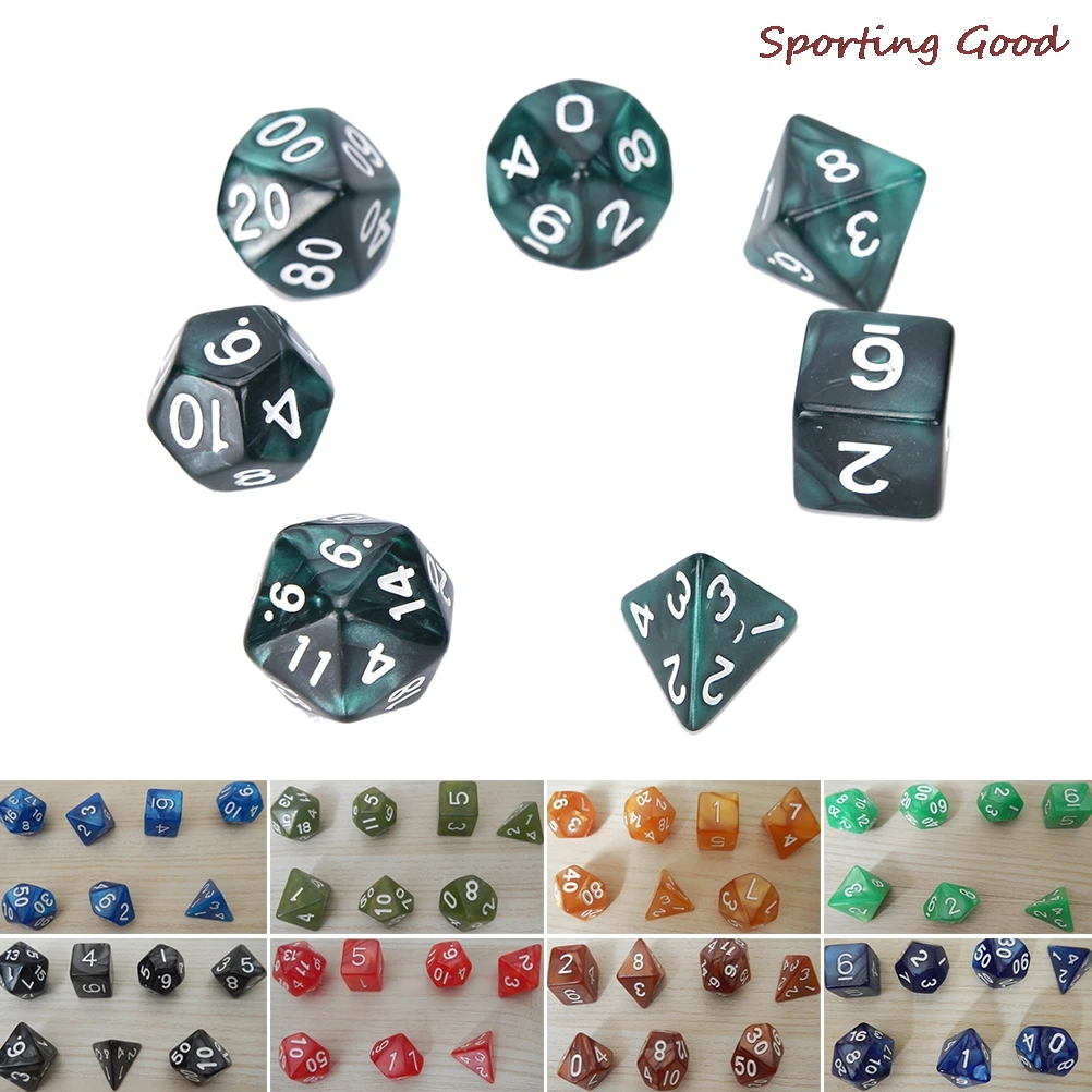 7 шт. D10 многосторонний камень игральные кости для ролевых игр Подземелья и