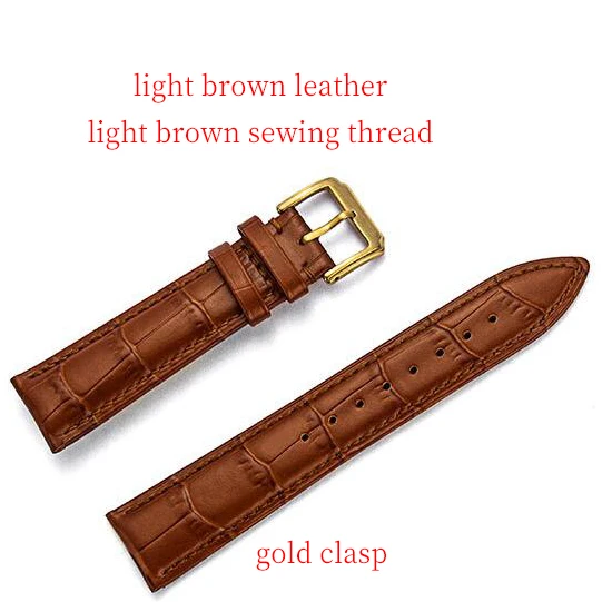 light brown gold Высокое Качество ремешок для часов из натуральной кожи набор пистонов с заклепками ящик для инструментов/12/13/14/15/16/17/18/19/20/21/22/23/24 мм наконечник Ширина ремешок для часов - Цвет ремешка: light brown gold