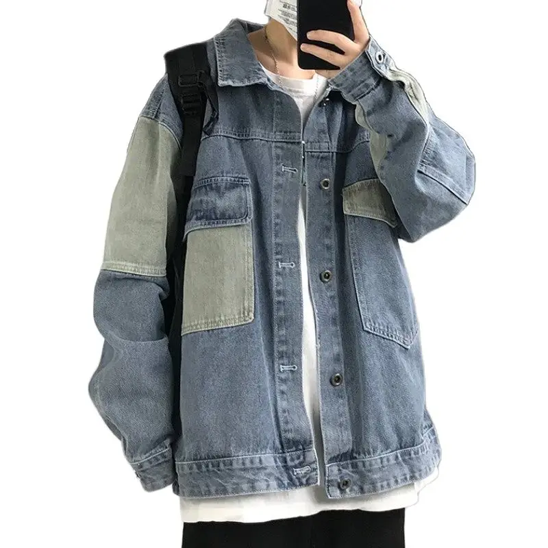 

Fashion Men's Clothing Male Korean Loose Handsome Tooling Jackets Casual Clothes For Teenagers Oversized Denim Jacket For Man