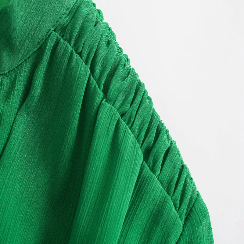 Женское элегантное платье-рубашка зеленого цвета модное длинное платье с