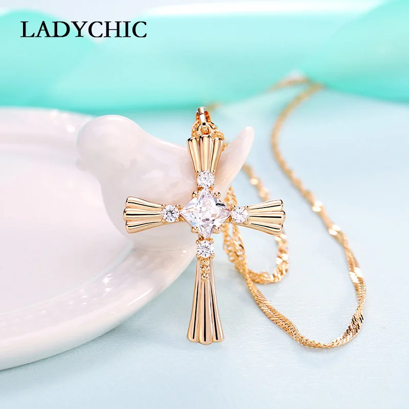 Женское колье с кристаллами LADYCHIC золотистого цвета вечерние ювелирные изделия