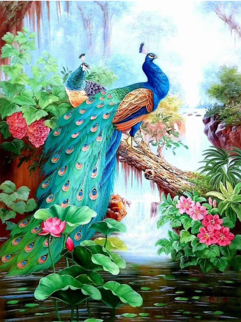 Алмазная 5D Вышивка сделай сам картина с павлином животное вышивка крестиком