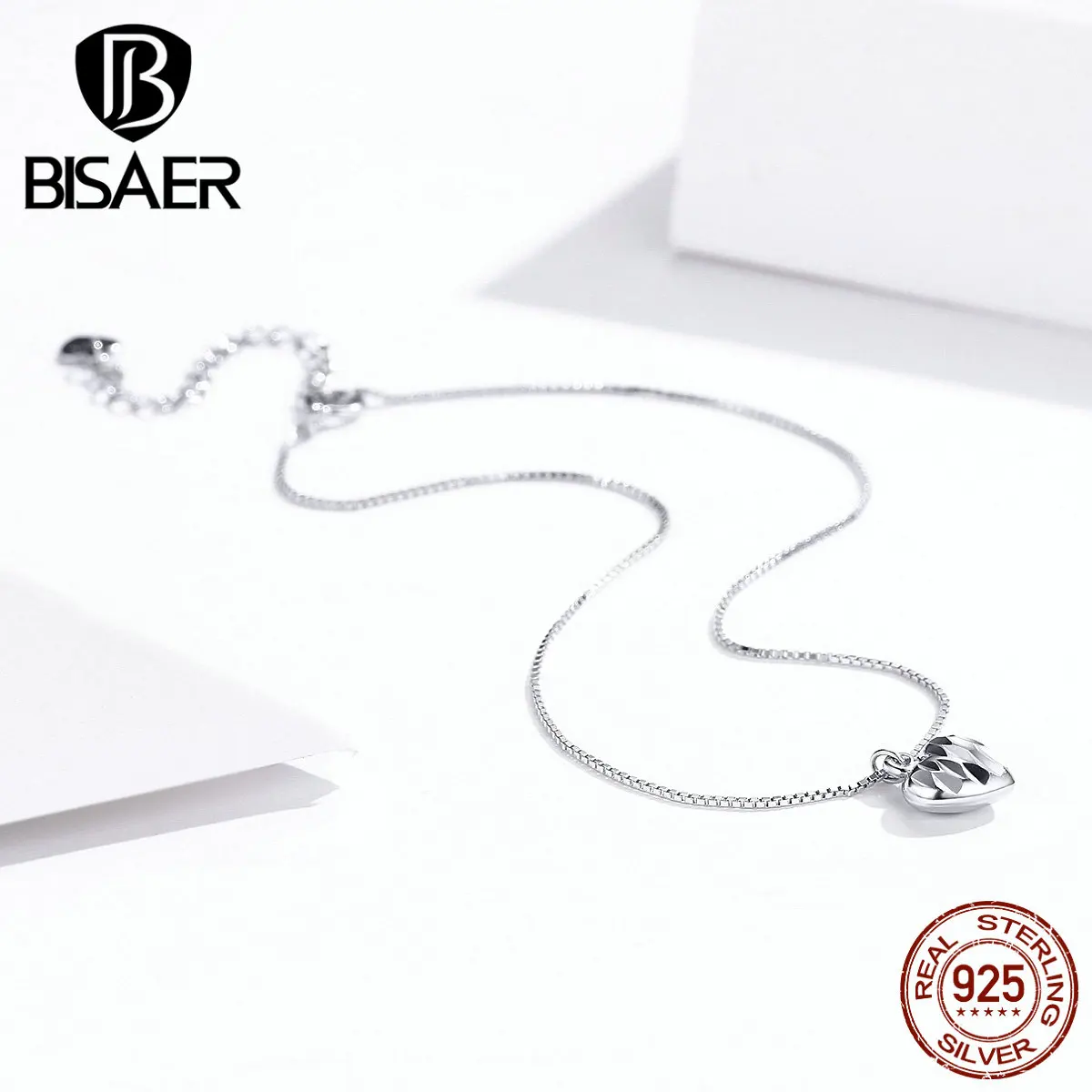 Браслет на ногу в виде сердца BISAER, распродажа, 925 пробы, серебряная цепочка в виде сердца, женские браслеты на ногу, застежка-лобстер, роскошные ювелирные изделия ECT013