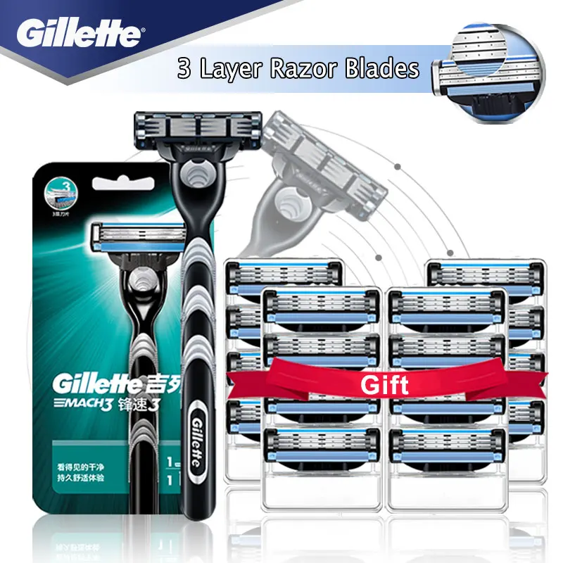 Прямая бритва Gillette Mach 3 для мужчин бритвенный станок чехол с лезвиями кассеты