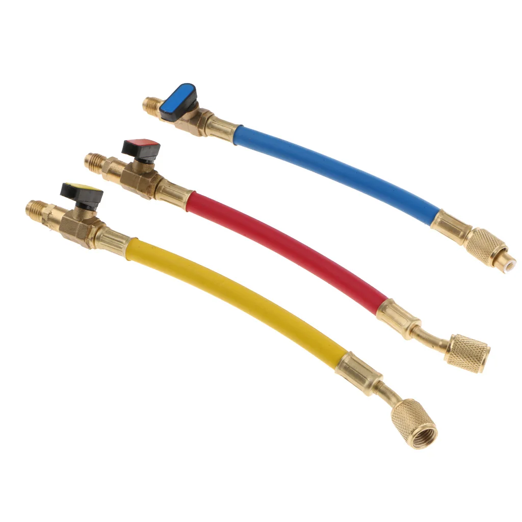 3 шт. Зарядные шланги 1/4 &quotSAE 800PSI с запорным шаровым клапаном HVAC R410a R22 R134|Детали для