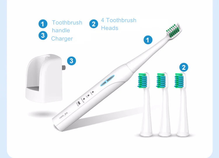 Новая ультра звуковая электрическая зубная щетка перезаряжаемая es с 4 сменными
