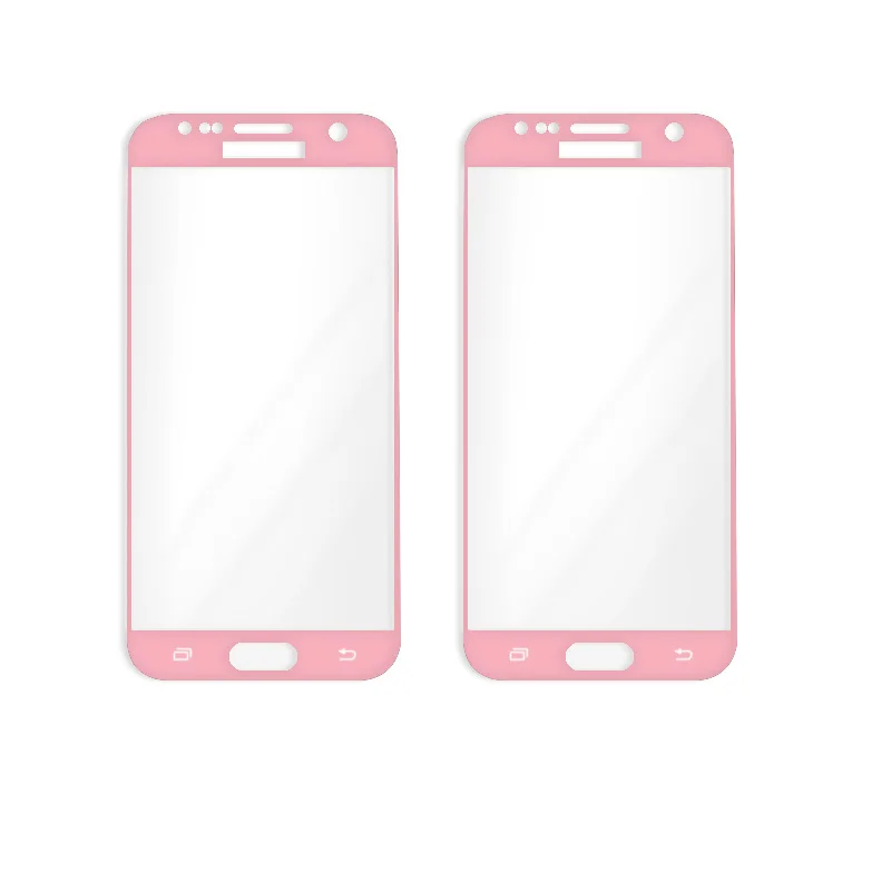 2Pcs Full Cover Screen Protector For Samsung S7 G9300 Tempered Glass Sheet Film Pink