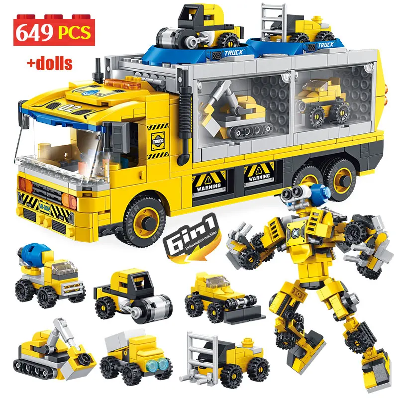 Городской полицейский пожарный автомобиль деформированный Робот строительные