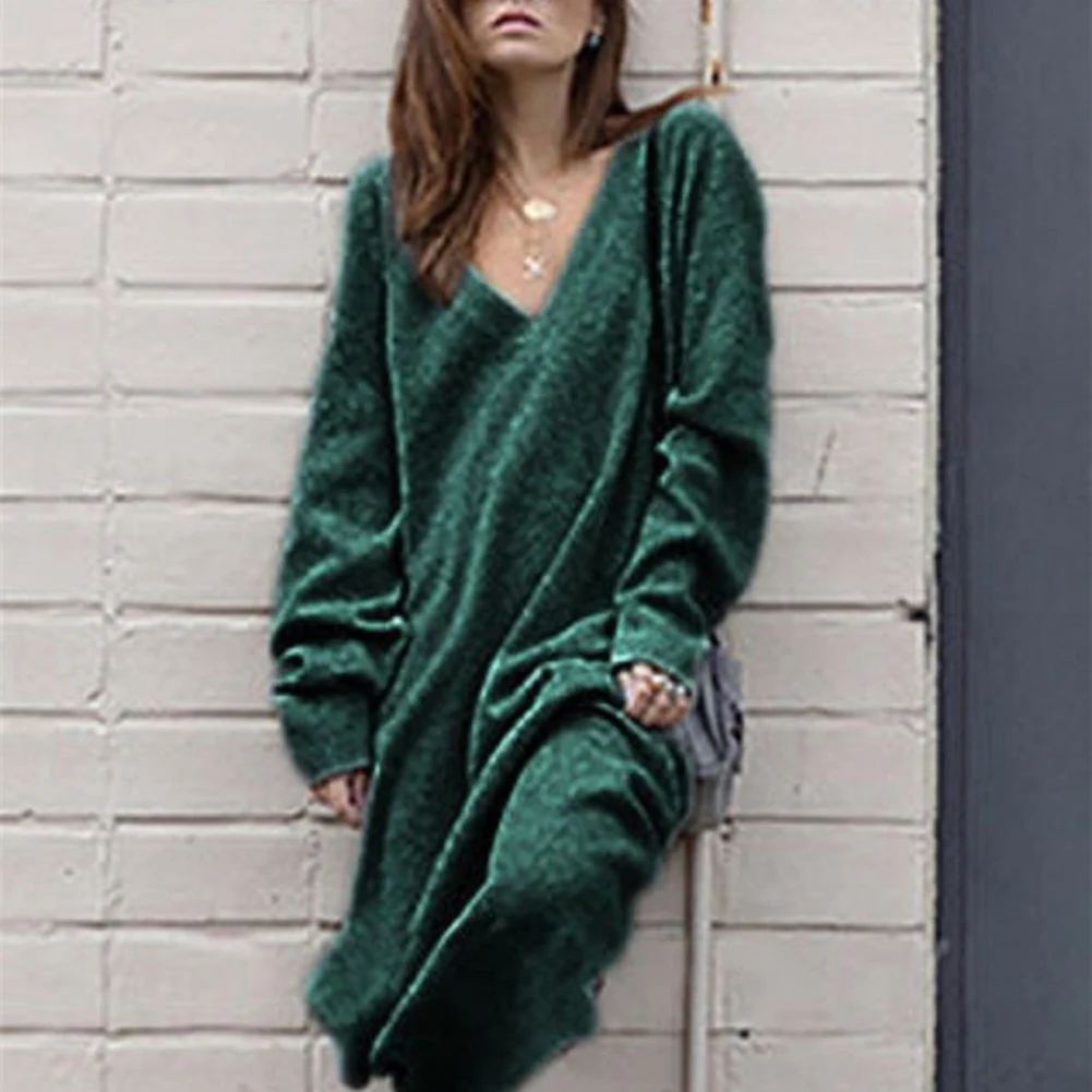 Модный повседневный женский сарафан одежда однотонного цвета с v образным