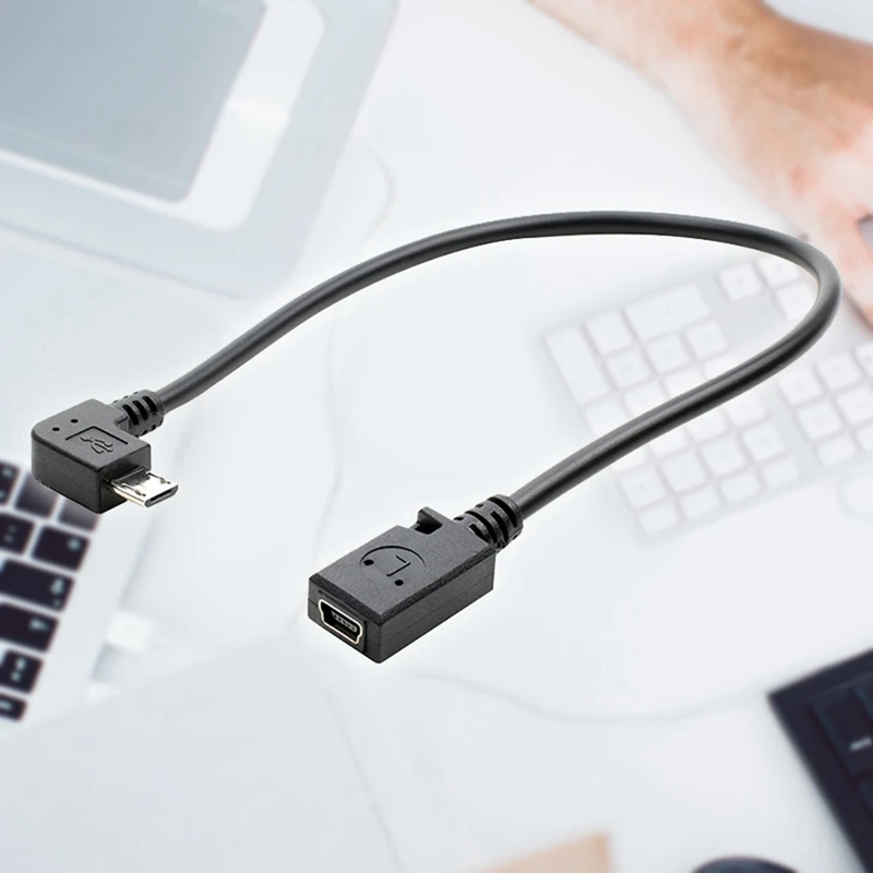 Кабель-преобразователь для передачи данных 90 градусов Micro USB штекер-мини гнездо