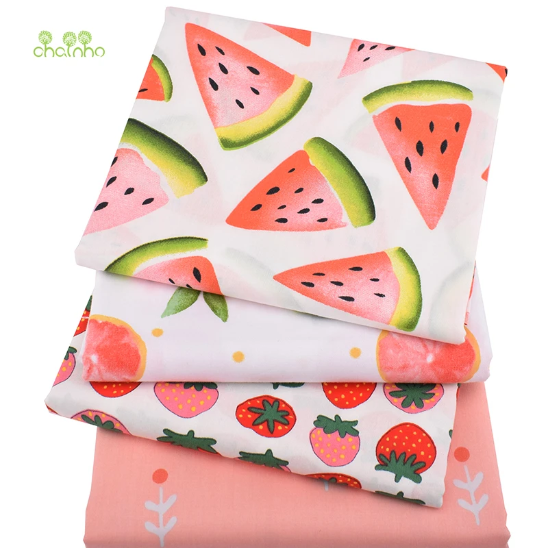 Серия розовых фруктов Chainho саржевая хлопчатобумажная ткань с принтом для сделай