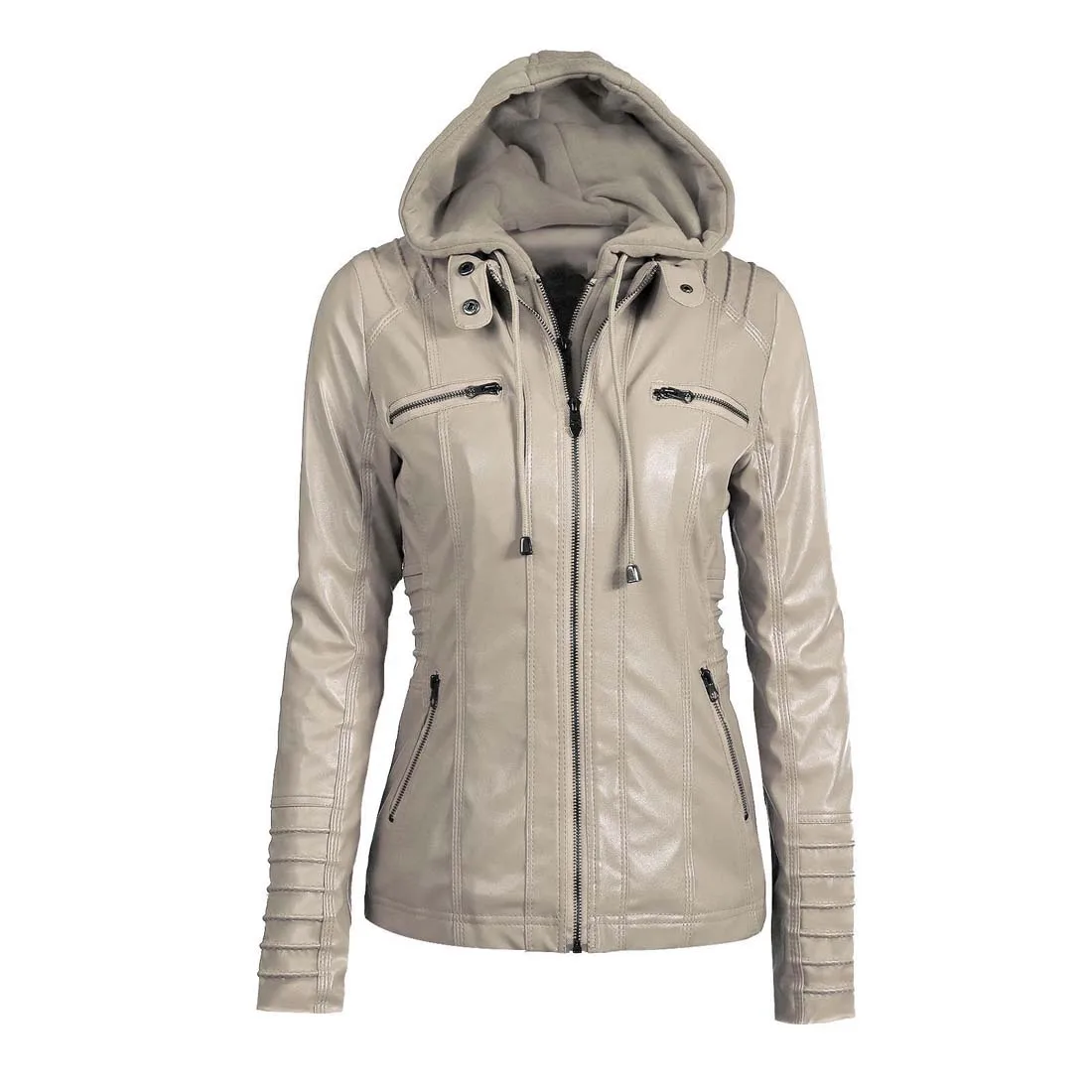 Женские Зимние Куртки из искусственной кожи на молнии в стиле панк женская