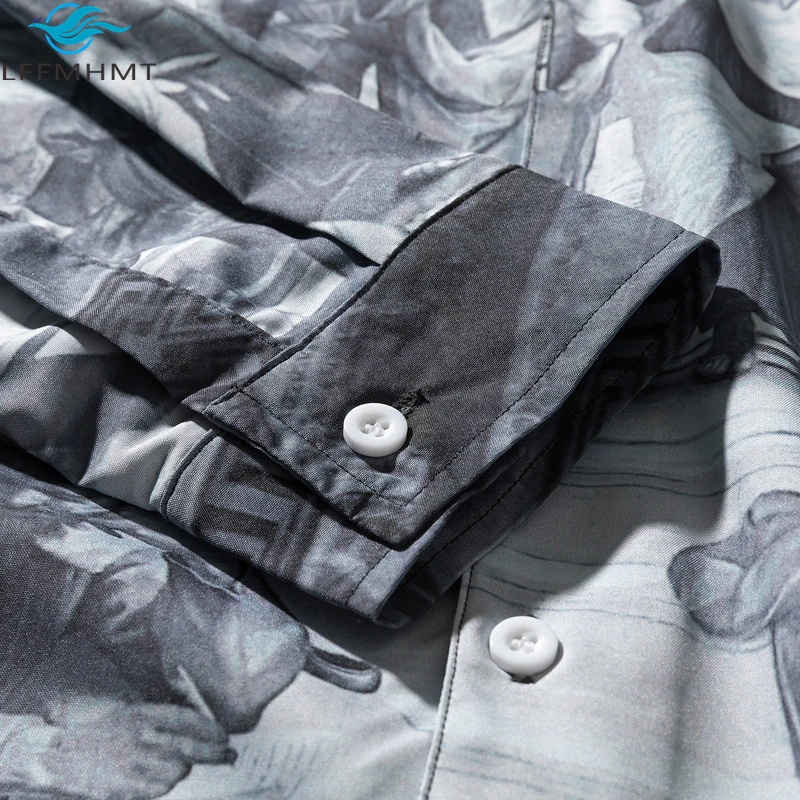 

Hot Sale Clothing New Design Vintage Europe America Palace Man Casual Street Loose Long Sleeve Oversized Digital Printing Shirt