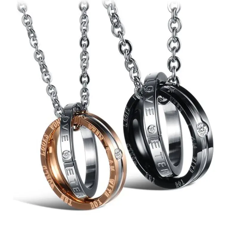 Вечная Любовь Пряжка пары кулон ожерелье титановая сталь Рождественский подарок