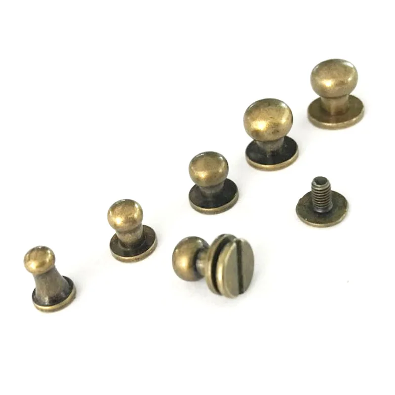 Bronze 10 шт., заклёпки для ремней, заклёпки с круглой головкой, кнопки, шпильки для ремней, инструмент для кожевенного ремесла, 4, 5, 6, 8 мм - Цвет: Bronze