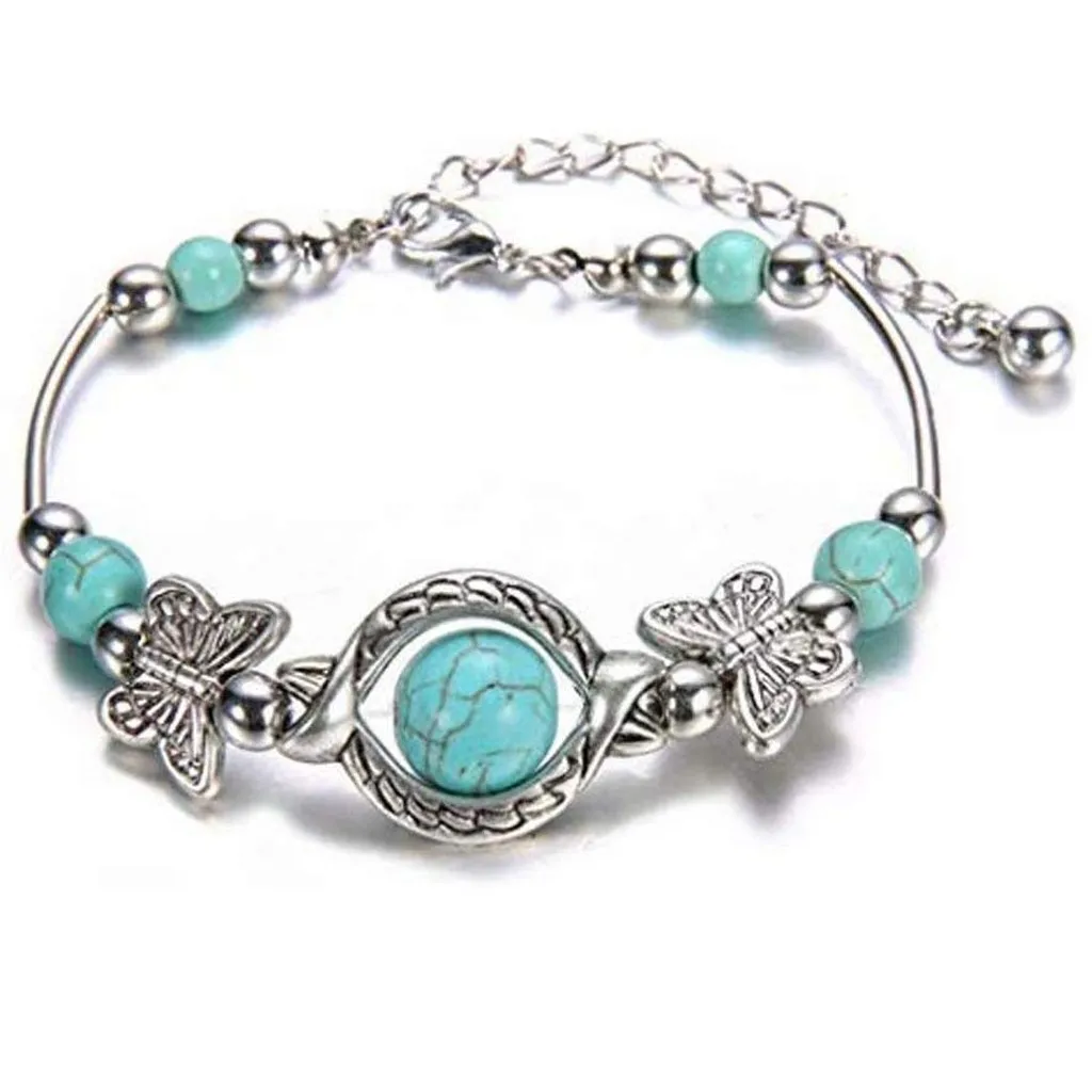 Натуральный бирюзовый браслет Классический роскошный женский летний уникальный