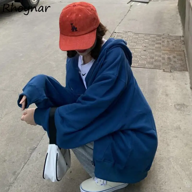 Мешковатые толстовки для женщин простые повседневные мягкие карманы подростков