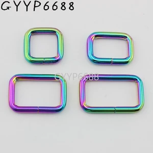 10-30-100шт 6 размер 13-16-20-26-33-38мм Радужная круглая кромка сплав без сварной пряжки мешка, прямоугольное кольцо fashoion трендовые металлы