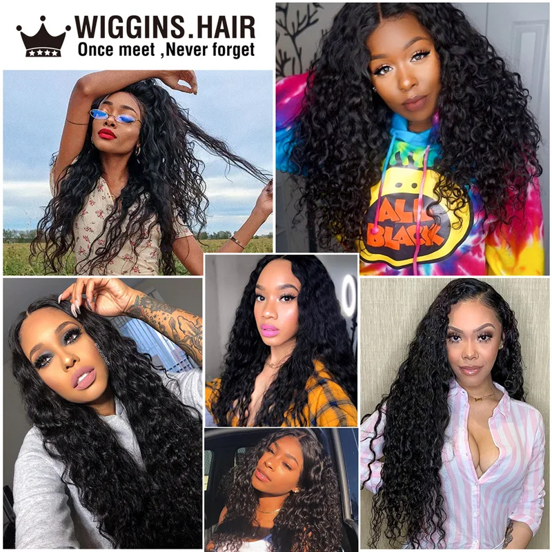 Волнистые пучки воды с 5x5 замыканием Wiggins из перуанских волос человека 3 натуральный реми швейцарский кружевной.