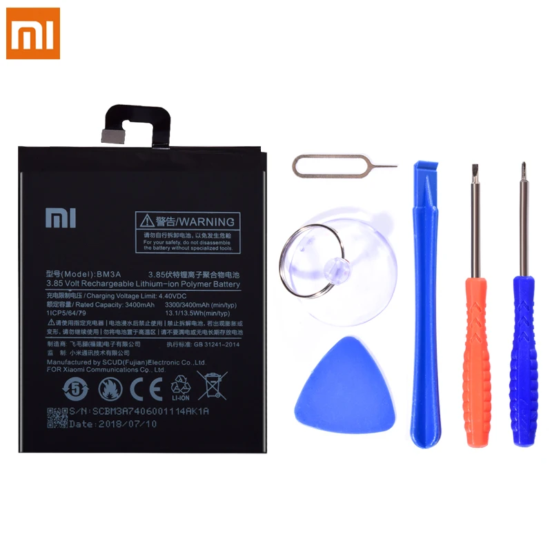 Оригинальный аккумулятор BM34 BM45 BM48 BM46 BM3A для Xiaomi Mi Note3 Note2 Redmi Note 2 3 литий-полимерный