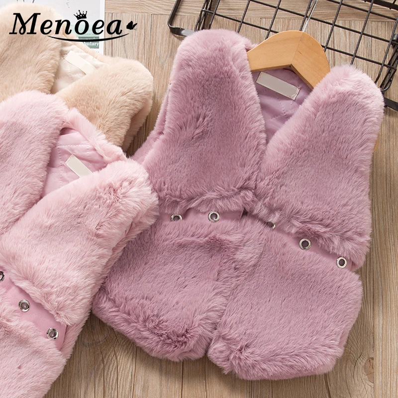 Menoea для девушек детская зимняя одежда плюшевый жилет меховой куртки малышей