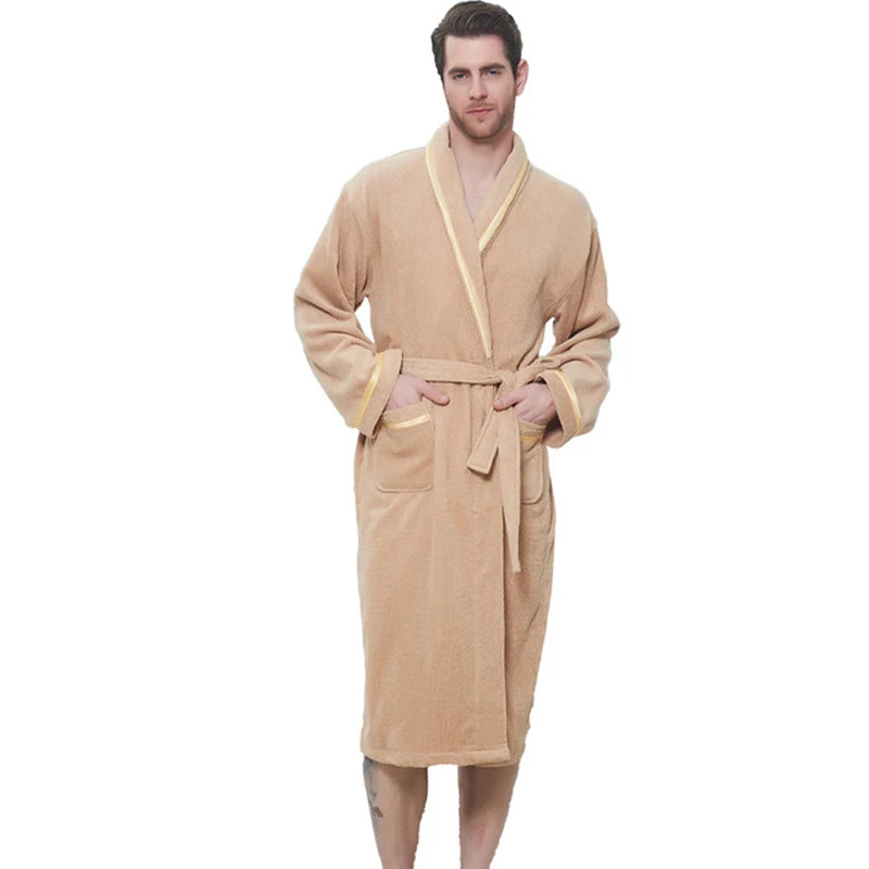 Махровый халат для влюбленных Toweling 100% хлопок однотонный мужчин и женщин мягкий