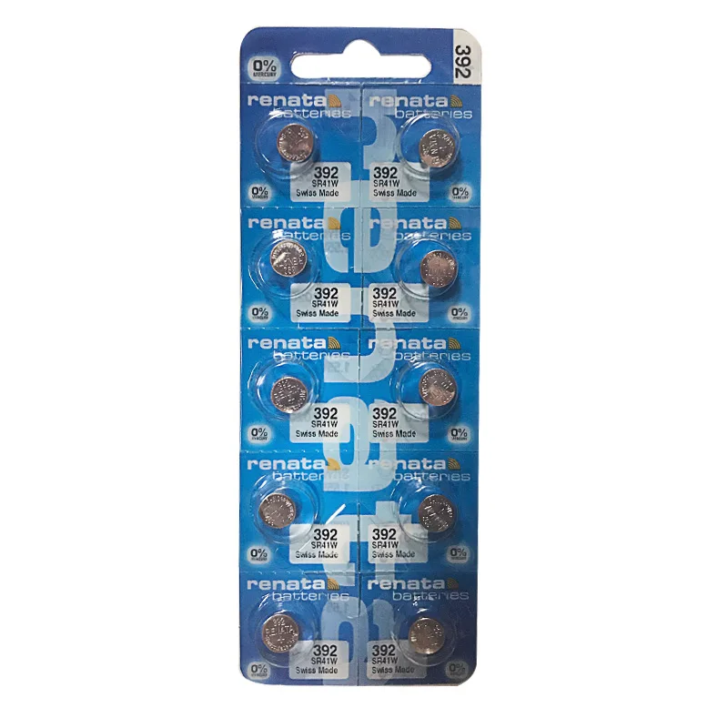 5 шт/лот Renata 392, долговечный SR41W LR41 AG3 Swiss Made Серебряный оксид часы кнопка батареи монета