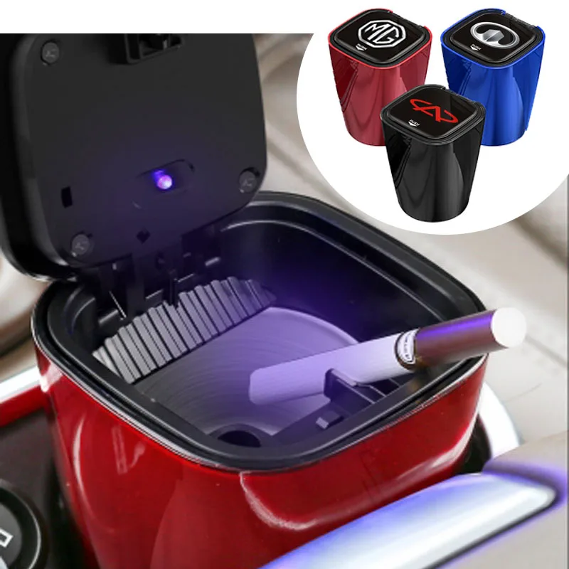 

Fashion Portable Car Ashtray LED Light Retardant Cigarette Holder Box Cylinder for MG Zs 2021 Mg3 5 Hs Mgn 12h Car Accessories