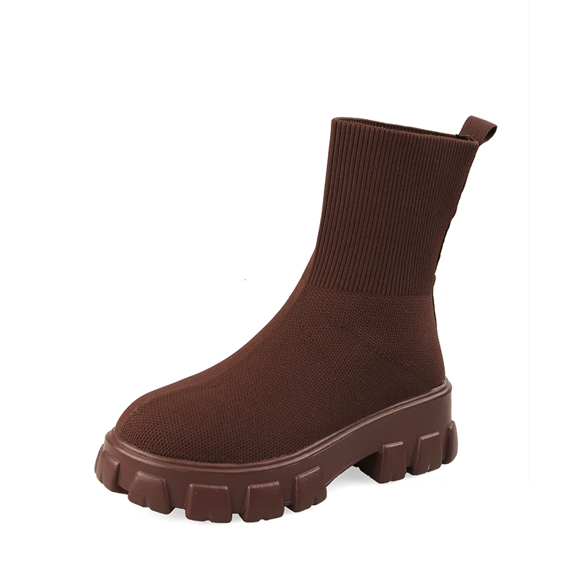 Thick Platform women boots Autumn Winter New Couple Socks Shoes Women Casual Large Size Knitted Short Boots Women botas  mujer