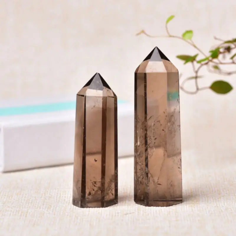 1 шт. натуральный дымчатый кристалл чайный Кристалл Шестиугольная точка колонна