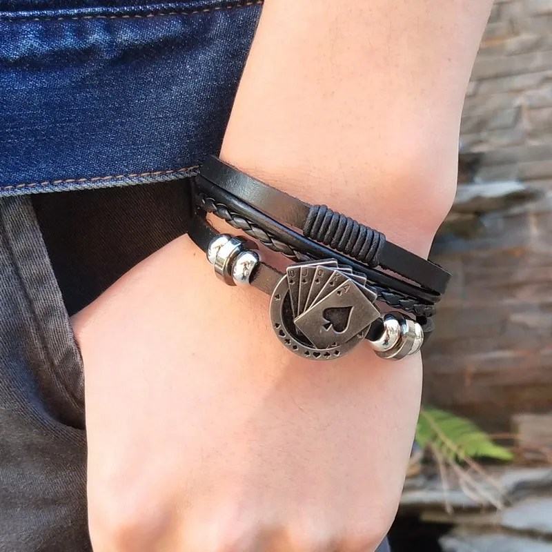 Многослойный браслет из сплава для мужчин и женщин Модный классический кожи